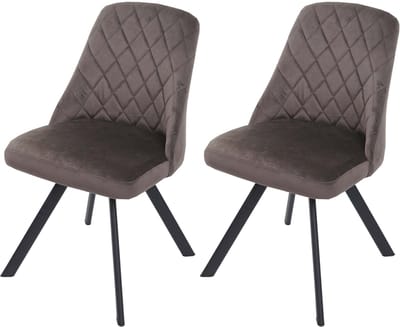 Set van 2 eetkamerstoelen MCW-K25, keukenstoel, fauteuil, gestoffeerde stoel, metaalfluweel ~ donkerbruin