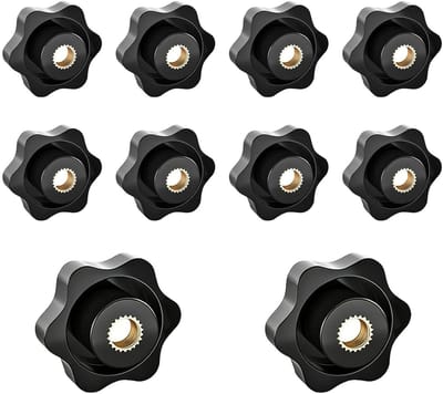10 Stergreepmoeren M5 met Kartelschroef en Buitendiameter van 32 mm voor Machines en Meubels, Ergonomische Kunststof Handgrepen voor Industriële Toepassingen en Klusprojecten