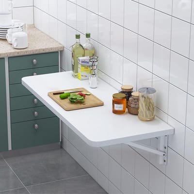 Opvouwbare Tafel - Muurtafel Klaptafel - Ruimte Besparen - Wandmontage Ontwerp - 120x40 cm - Wit