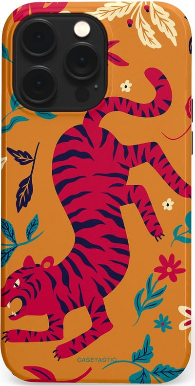 Casetastic Hoesje Geschikt voor Apple iPhone 14 Pro Max Magsafe - Stijlvolle Beschermende Duo-layer Case - Zonnetijger