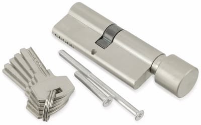 MASTERPROOF veiligheidssluitcilinder met knop 1018-PJXY, 80 mm