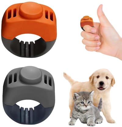 Dailygoods - 2 clicker voor hondentraining met vingerring, diameter 21 mm, set grijs en oranje, ergonomische knop voor het trainen van honden, katten, paarden en vogels