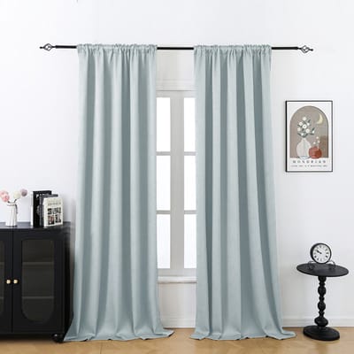 Qelus 2 Panelen Relief Gordijnen voor Woonkamer en Slaapkamer - Eenvoudige Montage - Functionele Ophanging voor Raamdecoratie - Luxe Woningtextiel voor Woonkamer & Slaapkamer, B 132 x H 244cm (Lichtgrijs)