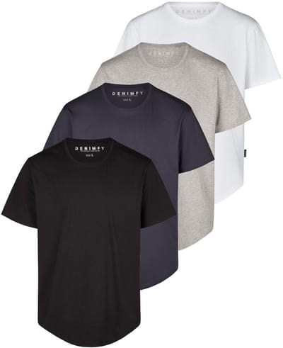 DENIMFY Heren T-Shirt DFPaco 4 Pack regular fit Veelkleurig S Ronde Hals Volwassenen gemaakt van 100% katoen