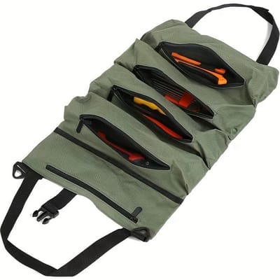 Sac à outils, enroulable, organisateur d'outils robuste pour hommes et femmes, organisateur d'outils portable mini sac portable pour électriciens et mécaniciens. vert