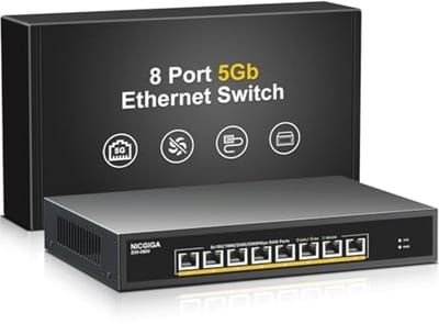 8-poorts 5 Gb Ethernet-switch met 5G Ethernet-poorten voor snelle netwerken