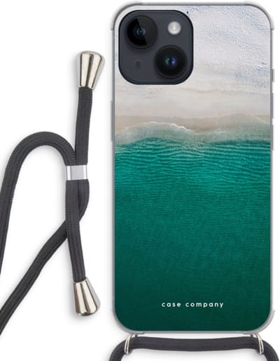 Case Company® - Hoesje met koord geschikt voor iPhone 14 hoesje met Koord - Stranded - Telefoonhoesje met Zwart Koord - Bescherming aan alle Kanten en Over de Schermrand