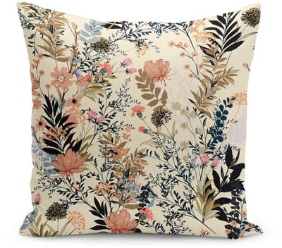De Groen Home BLOEM Sierkussen Velvet - 45x45 - Beige Crème - Inclusief binnenkussen - Aan beide zijdig bedrukt