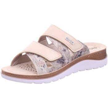 Rohde 1302 14 Slippers Beige Bloemenprint Leer Dames - Beige - 37