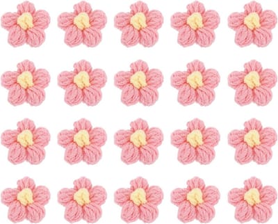 Gehaakte Bloemen - Handgemaakte Applicaties - Kleding Versieren - Melkkatoen Materiaal - 20 Stuks 45mm - Perzikroze Geel
