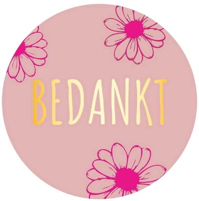 Stickers - "Bedankt" - 39mm - 250 Stuks - Poeder Roze / Metallic Goud - Serie (Goldy Stickers) - Sluitsticker - Etiketten - Stickers Bullet Journal - Volwassenen / Kinderen - Cadeaus - Decoratie