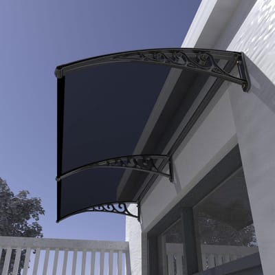 Polycarbonaat Luifel - Buitenhoes Patio - Regen Sneeuw Bescherming - Slagvast UV-bestendig - 60 x 120 cm - Zwart