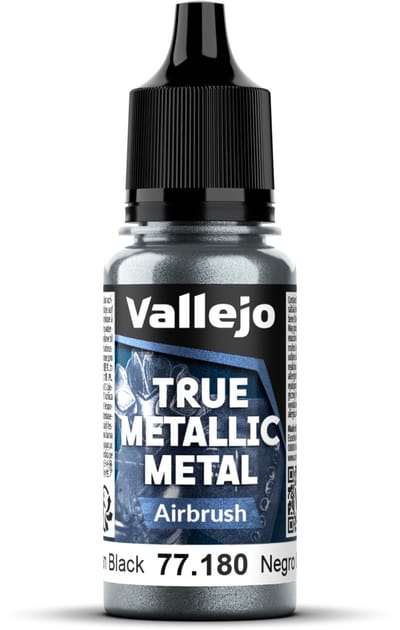 Vallejo Hobbyverf Acrylverf - 77180 True Metallic Metal - Airbrush - Obsidiaan Zwart - Acryl - Verf flesje - 1x 18 ml