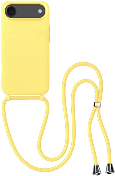 Hoes Geschikt voor iPhone Air Hoesje Met Koord - Telefoonhoesje Geschikt voor iPhone Air Backcover Met Afneembaar Koord - Geel