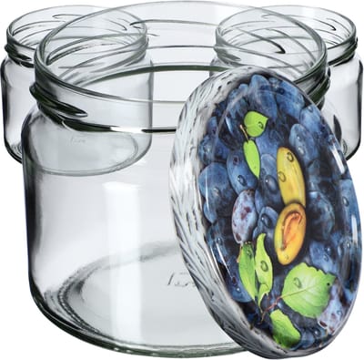 KADAX Inmaakpotten met schroefdeksel, jampotten, 330 ml, voorraadpotten voor jam, honing, potten met schroefsluiting, pruimen, 10 stuks