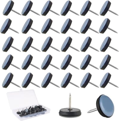 Ronde Teflon meubelglijders met spijker, 22 mm diameter, 32 stuks voor zware meubels en vloeren