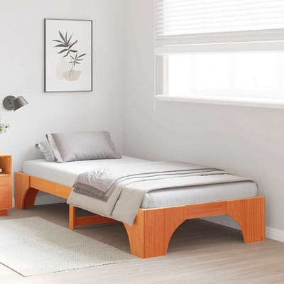 vidaXL - Bedframe - Wasbruin - 90 - x - 200 - cm - Massief - grenenhout