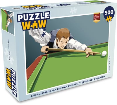 Puzzel Een illustratie van een man die stoot tijdens het biljarten - Legpuzzel - Puzzel 500 stukjes