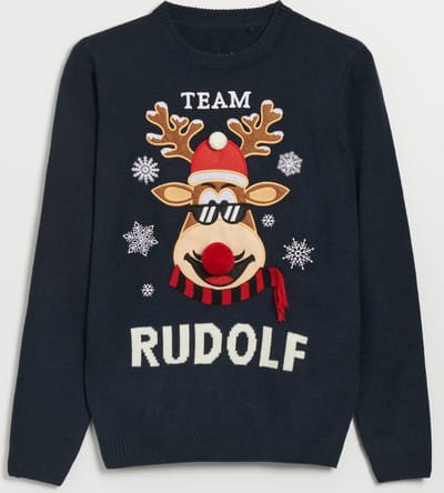 Starry Indigo - Foute Kersttrui Heren / Mannen | Ugly Christmas | Kerstcadeau Volwassenen - Rudolf Rendier - Blauw | Maat S