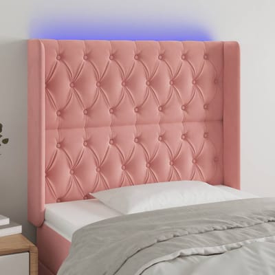 vidaXL - Hoofdbord - LED - 103x16x118/128 - cm - fluweel - roze