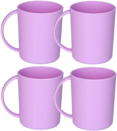 Plasticforte onbreekbare Drinkbekers - 4x - kunststof - 350 ml - paars - kinderen - camping- mokken