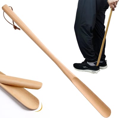 Houten Schoenlepel 70 cm voor Senioren, Zwangere Vrouwen en Personen met Beperkingen in Beweging, Ideaal voor Comfortabel Aantrekken van Schoenen