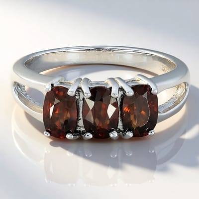 Cavill - Zilveren ring - 925 Sterling zilver - 3 ovale Chocolade Zirkonia 2,11 ct - moderne prong setting - dames sieraden maat 17