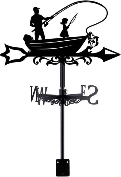 SUPERDANT Weather pointer boat fishing wind vane weathercock fishing metal weather pointer for garden farm decorative outdoor wind measuring instrument wind direction indicator for garden shed sheds