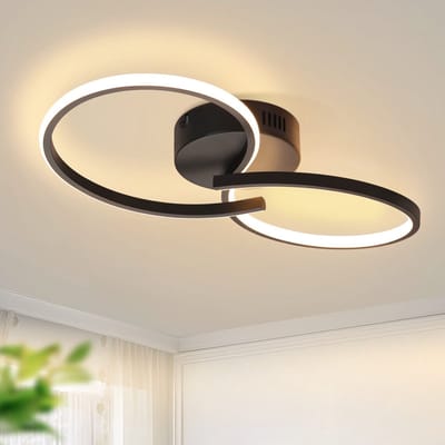 NETTLIFE Plafondlamp LED - zwart - Moderne Plafondverlichting - 3000K Warm Wit Licht - creatief ontwerp - Metaal - voor Gang | Woonkamer | Slaapkamer | Keuken | Hal