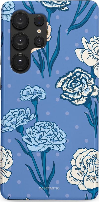 Casetastic hoesje geschikt voor Samsung Galaxy S25 Ultra - Dubbellaagse bescherming - Anjer melange - Fashion Case - Lavendel Petrol Zilver