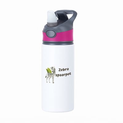 Hacebo® - Zebra waterfles met rietje roze - Zebra - dieren liefhebbers - leuke cadeau voor iemand die van houdt van zebra's - verjaardagscadeau - kado - gift - water fles - 650ML
