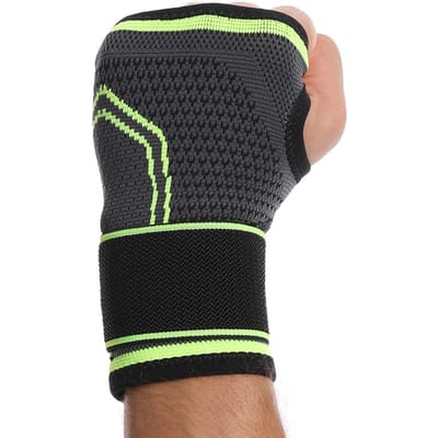 Compressie Polsbrace met Drukband Sportbescherming Polsband Breien Onder Druk Pols M groen