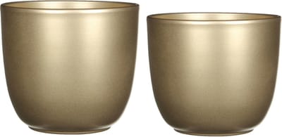 Mica - Plantenpot/bloempot - 4x stuks - keramiek - goud - D14.5/17 cm