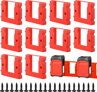 Batterijhouders Wandhouder - Accu Dockhouder - Accu Opslag - Veilig Kliksysteem - 8 3 x 7 1 cm - Rood