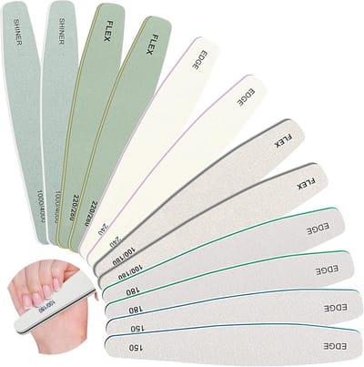 Professionele nagelvijlenset met 12 dubbelzijdige nagelvijlen - Geschikt voor gel, acryl en natuurlijke nagels