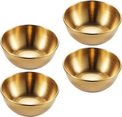WiseGoods Luxe Set Saus Schaaltjes - Sausbakjes - Sauskom - Bakjes - Bakje - Kommen - Schaal - Kommetjes - Cadeau - 4 Stuks Goud