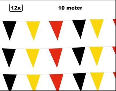 12x Vlaggenlijn Belgie 10 meter - Kleur - België national EK WK voetbal hockey sport festival thema feest