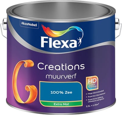 Flexa - Creations Muurverf Extra Mat - 100% Zee - Mengverf - 2,5 L