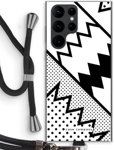 Case Company® - Hoesje met koord geschikt voor Samsung Galaxy S22 Ultra hoesje met Koord - Pop Art #5 - Telefoonhoesje met Zwart Koord - Bescherming aan alle Kanten en Over de Schermrand
