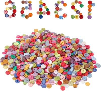 Kleurige Knopen Set van 1000 Stuks met Naald en Draad voor Creatieve Projecten, DIY, Haken en Naaien, Geschikt voor Diverse Ambachten en Handwerken