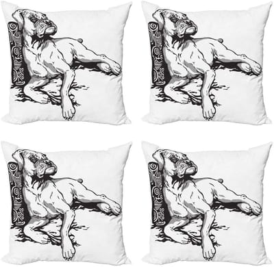 ABAKUHAUS Boxerhond Kussenhoes – 4x45x45 cm – Dubbelzijdig bedrukt – microvezel