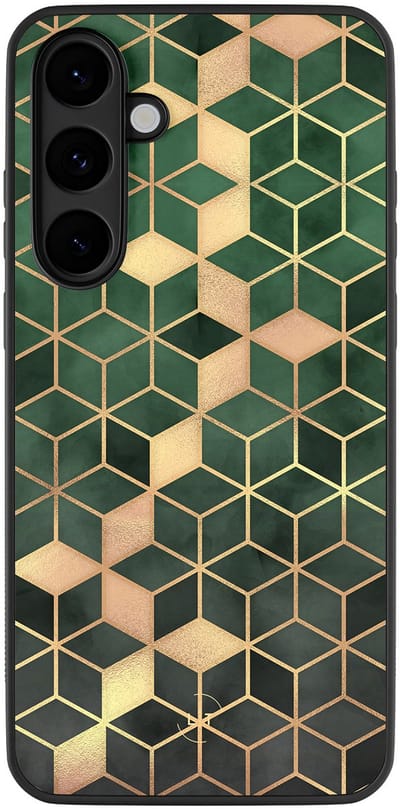 Leuke Telefoonhoesjes - Hoesje geschikt voor Samsung Galaxy S25 FE - Kubus groen - Backcover zwart - Print / Illustratie - Groen