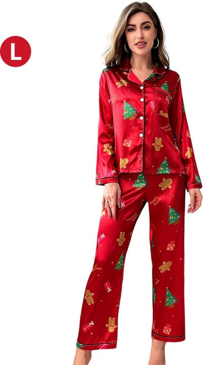 Livano Kerstpyjama - Kerst Pyjama - Dames - Vrouwen - Volwassenen - Set - Broek - Shirt - Christmas - Maat L