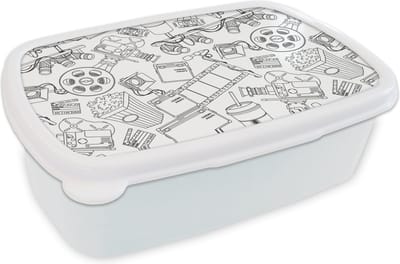 Broodtrommel Wit - Lunchbox - Brooddoos - Film - TV - Patroon - 18x12x6 cm - Volwassenen