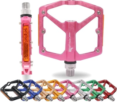 Fiets pedalen - Platte pedalen - Veilig fietsen - 12 verwijderbare pinnen - 100 x 95 mm - Roze