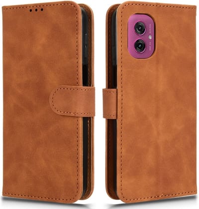 Coverup Hoesje - Geschikt voor Motorola Moto G55 Hoesje - Coverup Book Case - Bruin