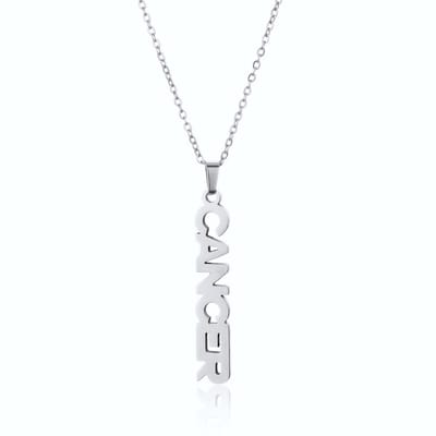 ICYBOY 18K Roestvrije Stalen Ketting Met Zodiac Sterrenbeeld Letters Pendant [Kreeft] [45 cm] Silver Plating Stainless Steel Letter Necklace Vertical Horoscope Necklace