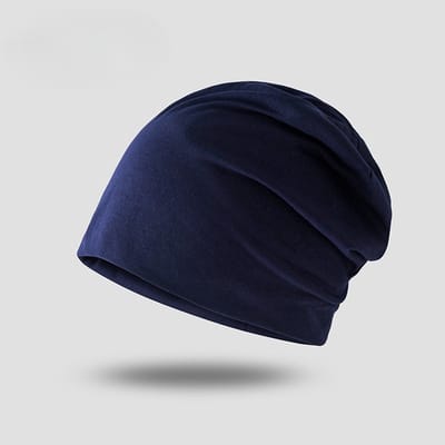 Slouch winter Hat - Katoenen sport beanie - Muts – Beanie – Ademend - Elastisch - One size - Marineblauw - LOUZIR
