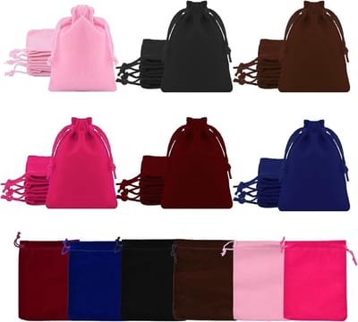 Dailygoods - 24 Stuks Fluwelen Trekkoord Sieraden Zakjes, Kleine Maat Sieraden Tassen, Sieraden Zakjes 6 Kleuren voor Sieraden Gift Verpakking voor Zoetwaren Gift Verpakking Bruiloft 7×9cm