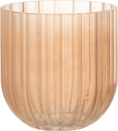 J-Line vaas Yoni Strepen - glas - transparant/perzik - small - Ø 15 cm